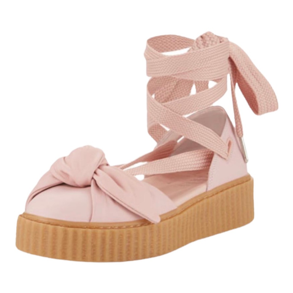 Puma Fenty x Rihanna Bow Flats Shoes 9.5 Creeper Pink Sandals Ballet  Lace Up